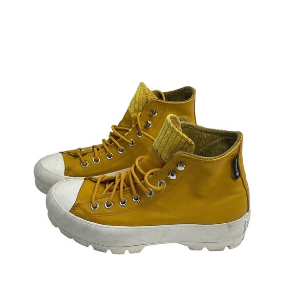 Converse Chuck Taylor All Star High Top Leather Lugged Boots Gold Dart Size 9 - Picture 2 of 16